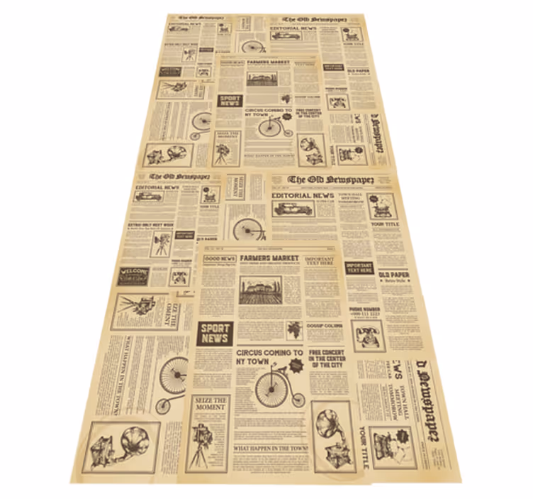 Vinyl teppe kontor vintage amerikansk avis - Tenstickers