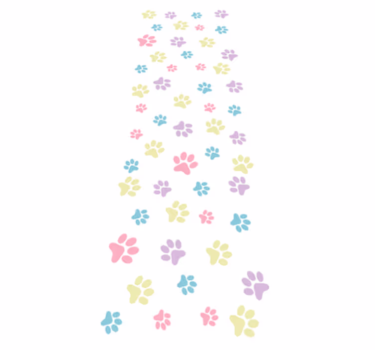 Fantastiske fargerike hundepoter vinyl teppe soverom - Tenstickers
