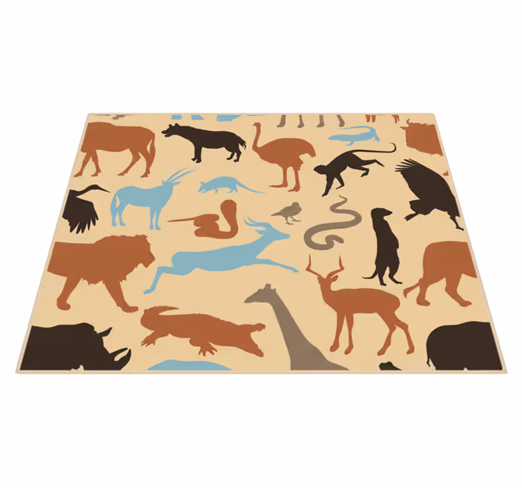 Silhuett av safari dyr vinyl teppe soverom - Tenstickers