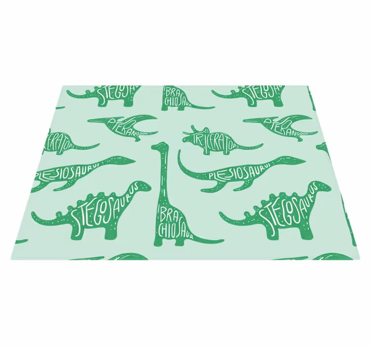 Grønne dinosaurer med navn vinyl teppe soverom - Tenstickers