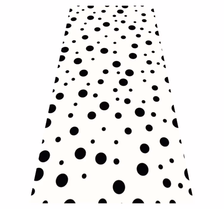 Vinyl teppe soverom polka svart og hvitt mønster - Tenstickers