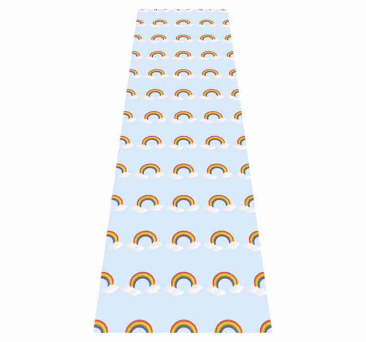 Fargerik regnbue og skyer vinyl teppe soverom - Tenstickers