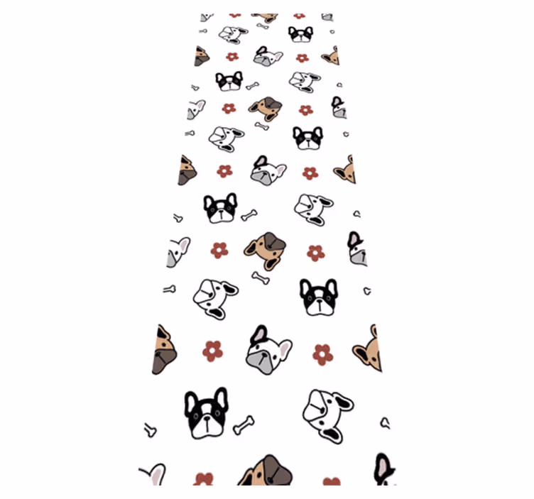 Blomster og franske bulldogger vinyl teppe soverom - Tenstickers