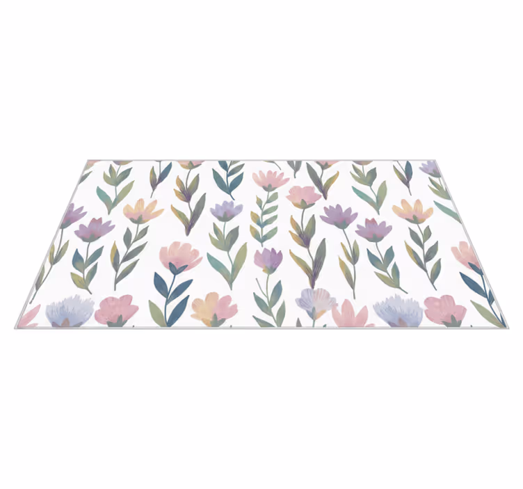 Vinyl teppe soverom med nordisk stil blomsterdekor - Tenstickers