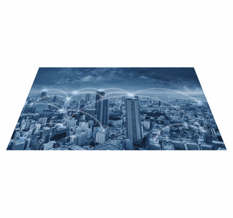 Vinyl teppe soverom klistremerke skapdør skylines - Tenstickers