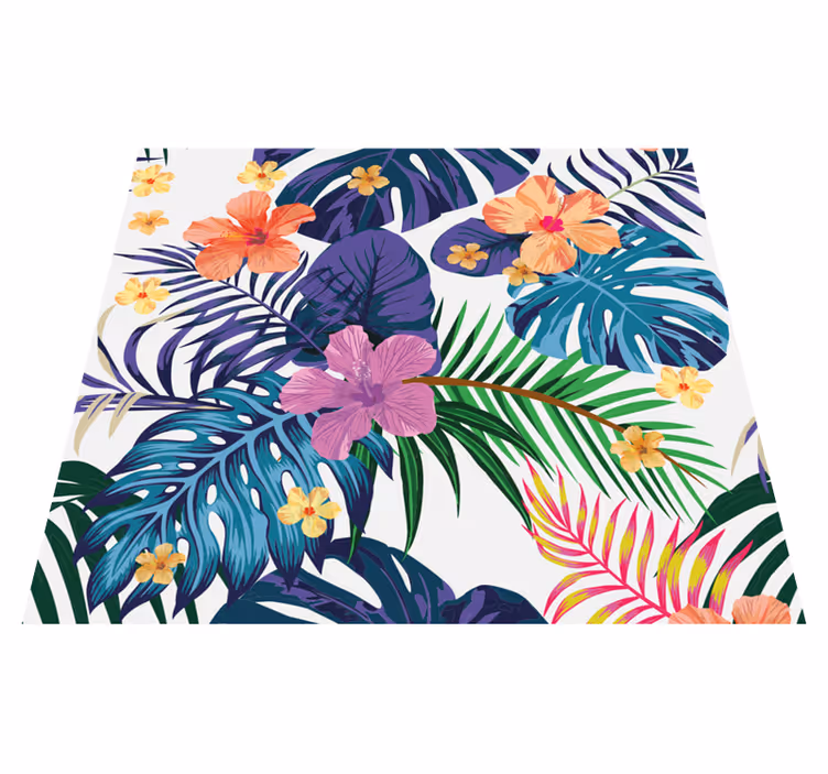 Vinyl teppe natur med fargerike hawaiianske blomster - Tenstickers