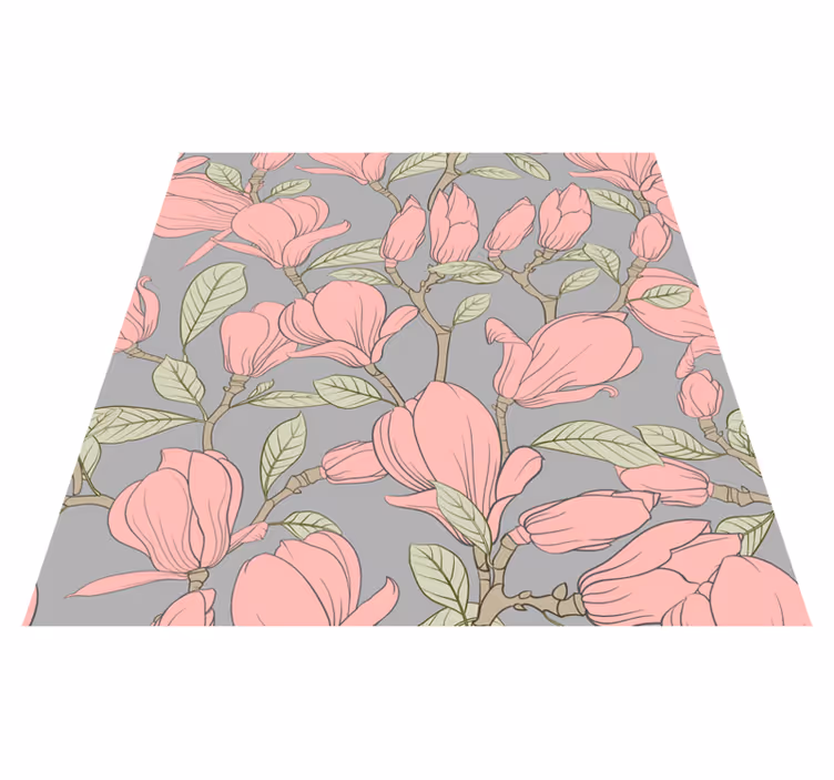 Rosa blomster og blader vinyl teppe natur - Tenstickers