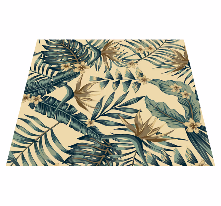 Tropiske blader vinyl teppe natur - Tenstickers