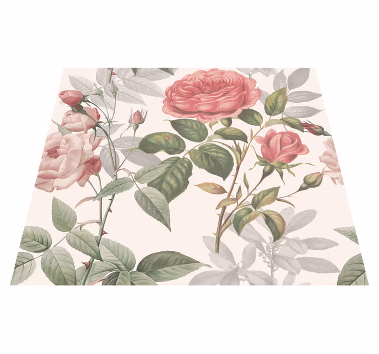 Vinyl teppe natur store roser - Tenstickers