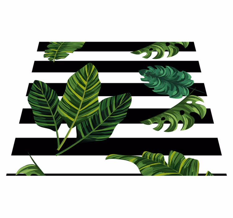 Vinyl teppe natur tropiske blader og geometriske figurer - Tenstickers