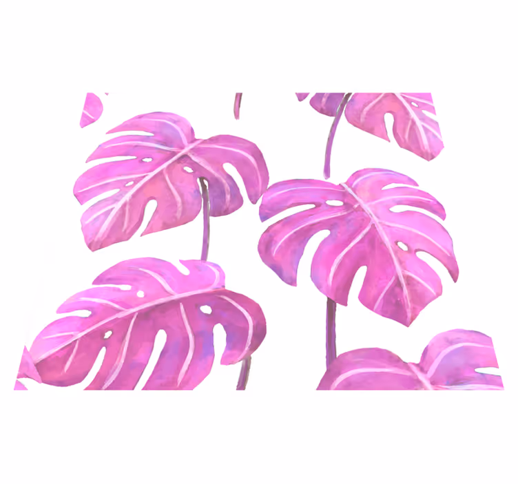 Vinyl teppe natur rosa malt monstera - Tenstickers