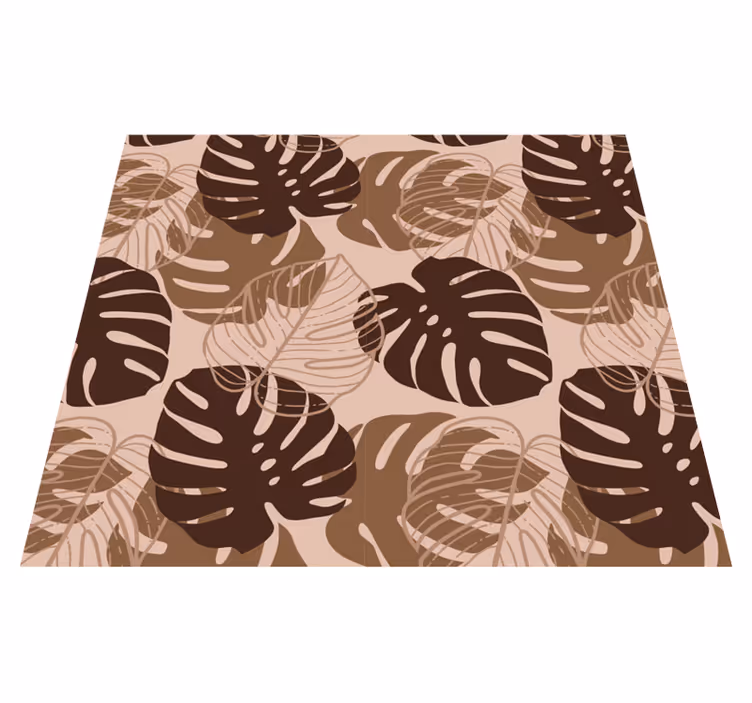 Vinyl teppe natur brun tone monstera deliciosa - Tenstickers