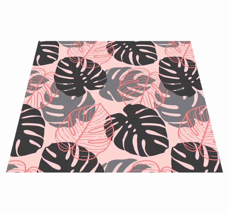 Vinyl teppe natur rosa og grå monstrosa - Tenstickers