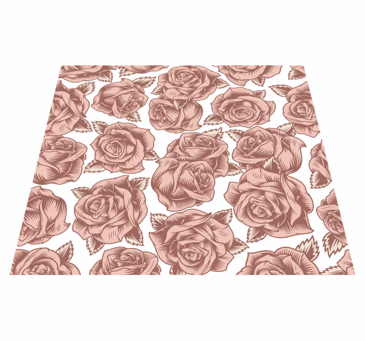Vinyl teppe natur retro roser - Tenstickers