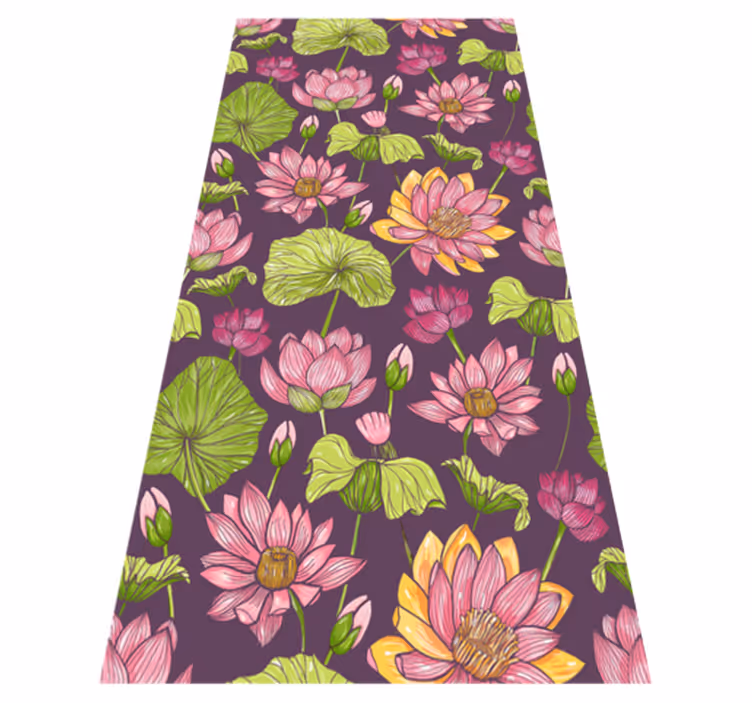 Vinyl teppe natur lotusblader og blomster - Tenstickers