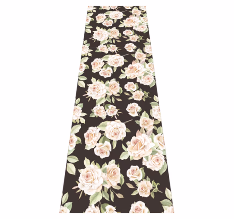Vinyl teppe natur hvit rose svart bakgrunn - Tenstickers