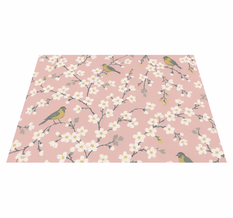 Vinyl teppe natur pink orchidefugler - Tenstickers