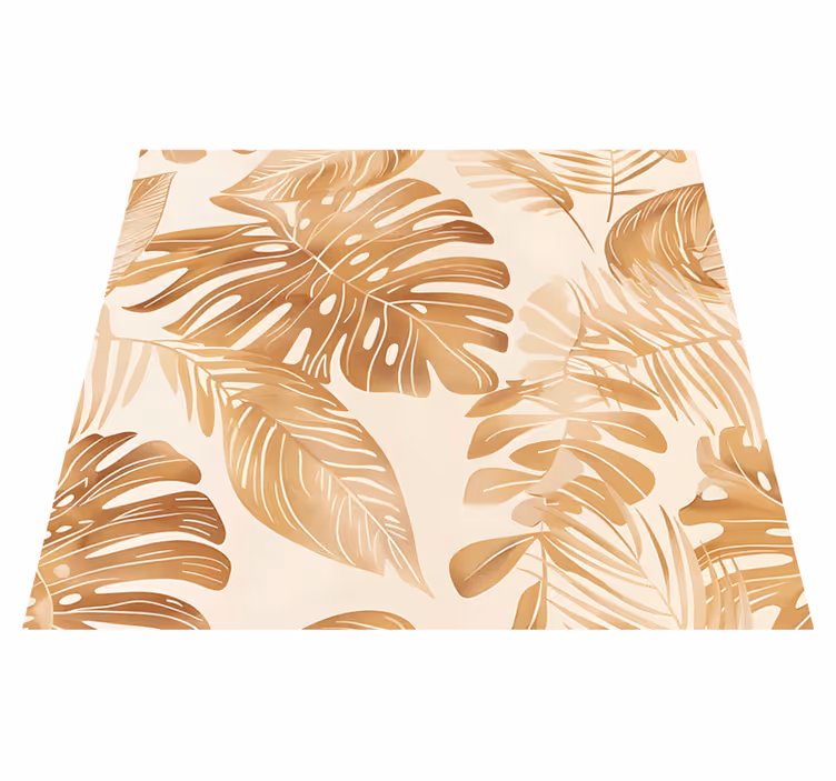 Vinyl teppe natur beige stort bladmønster - Tenstickers