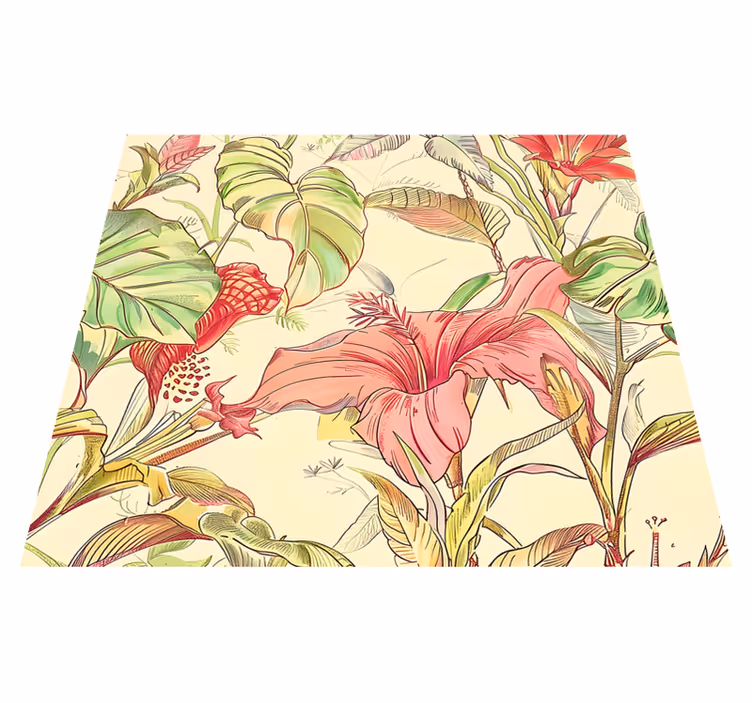 Vinyl teppe natur engelsk blomsterdesign - Tenstickers