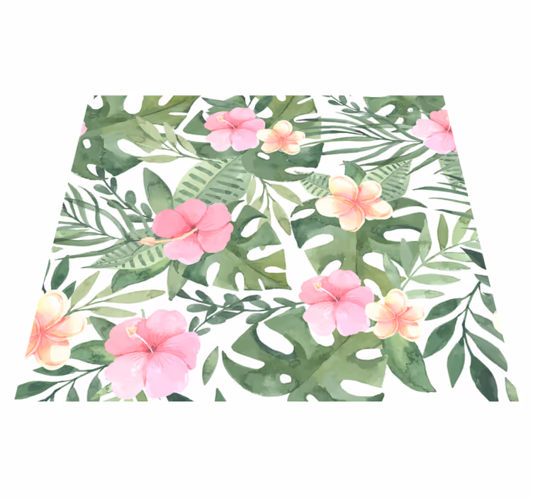 Vinyl teppe natur med blomster tropisk mønster - Tenstickers