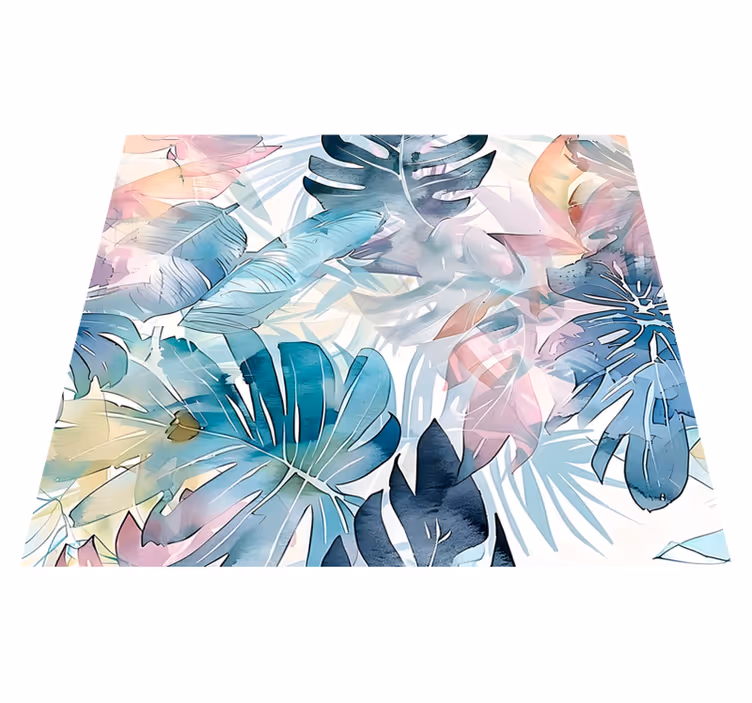 Store tegnet blader vinyl teppe natur - Tenstickers