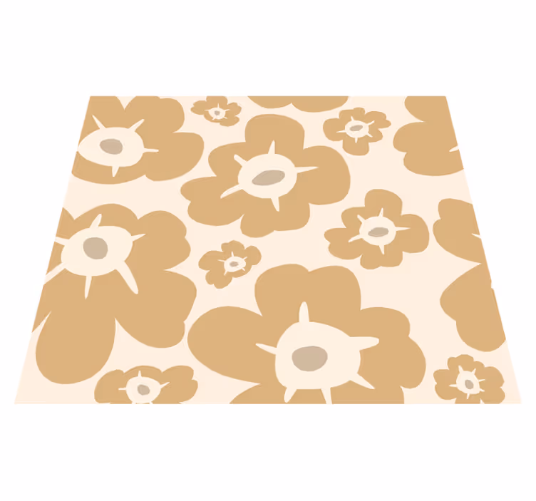 Vinyl teppe natur beige valmuer - Tenstickers