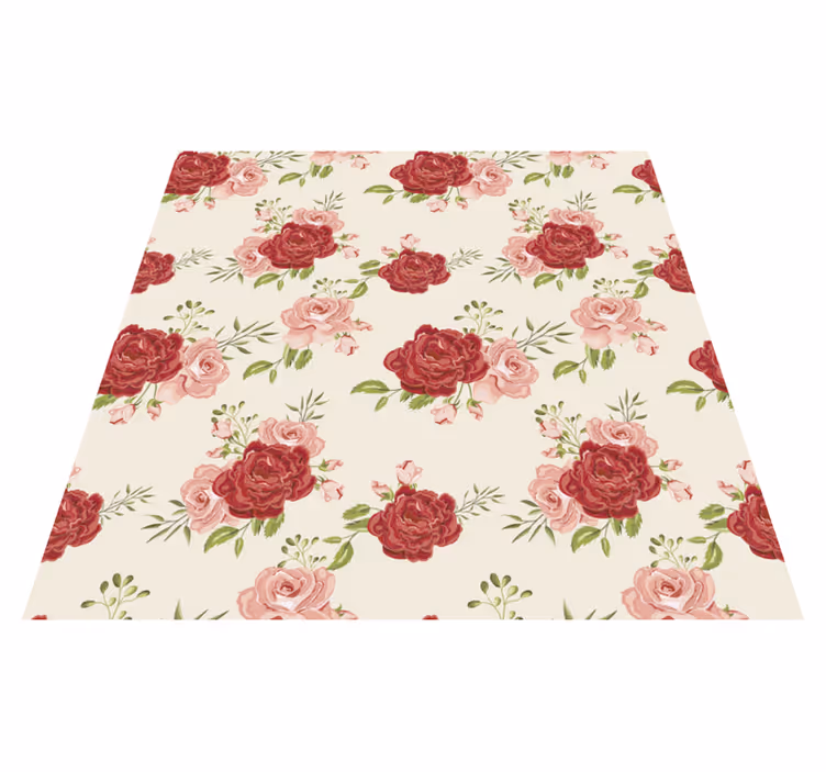 Vinyl teppe natur med elegante roser - Tenstickers