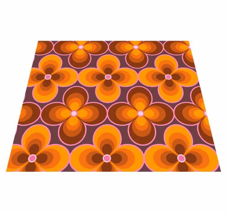 Vinyl teppe vintage blomst retro groovy mønster - Tenstickers