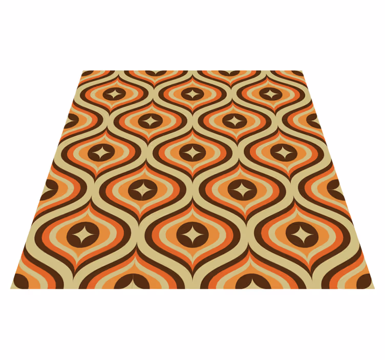 Vinyl teppe vintage retro oransje og brun - Tenstickers