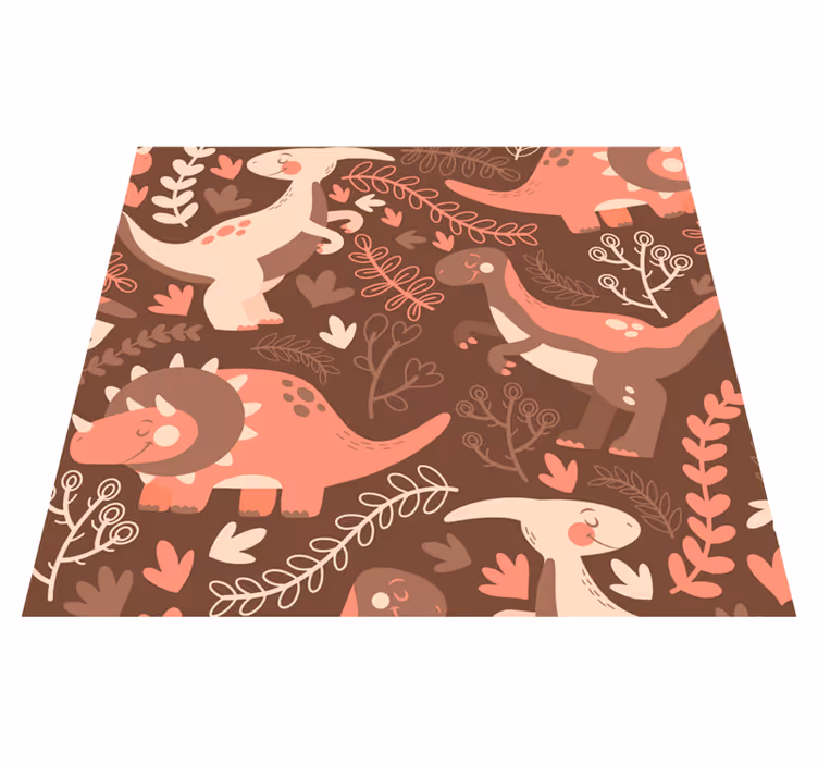 Vinyl teppe dyr dinosaurus og blader tapet - Tenstickers