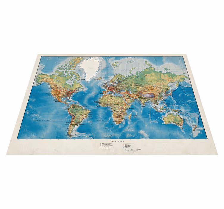 Vinyl teppe verdenskart mercator - Tenstickers