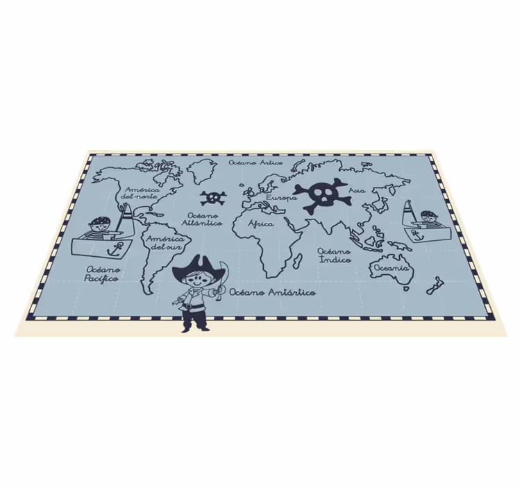 Pirate vinyl teppe verdenskart - Tenstickers