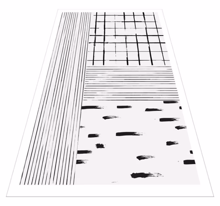 Vinyl teppe moderne med svarte linjer - Tenstickers