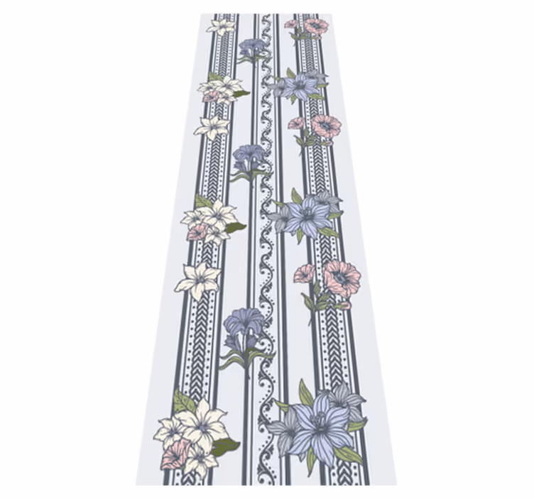 Vinyl teppe vintage med blomstermønster stripe - Tenstickers