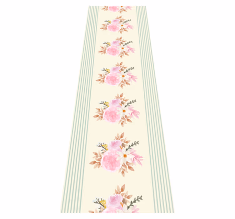 Vinyl teppe vintage fransk provinsialstripet blomstermønster - Tenstickers