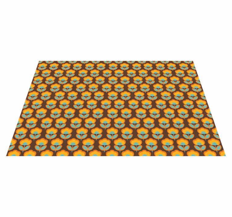 Vinyl teppe vintage 70-talls blomster med blader - Tenstickers