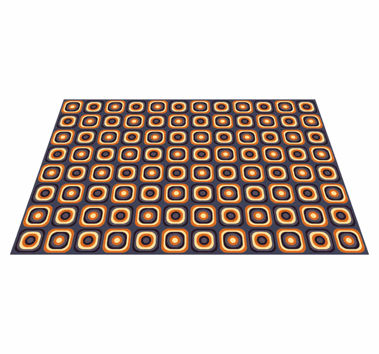 Vinyl teppe vintage 70-talls sirkel firkanter - Tenstickers