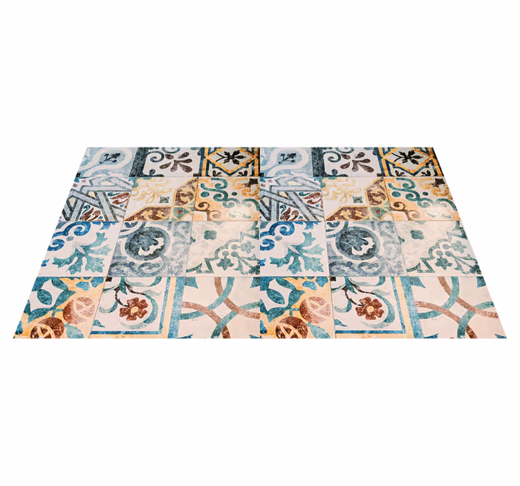 Vinyl teppe vintage retro mosaikkmønster - Tenstickers