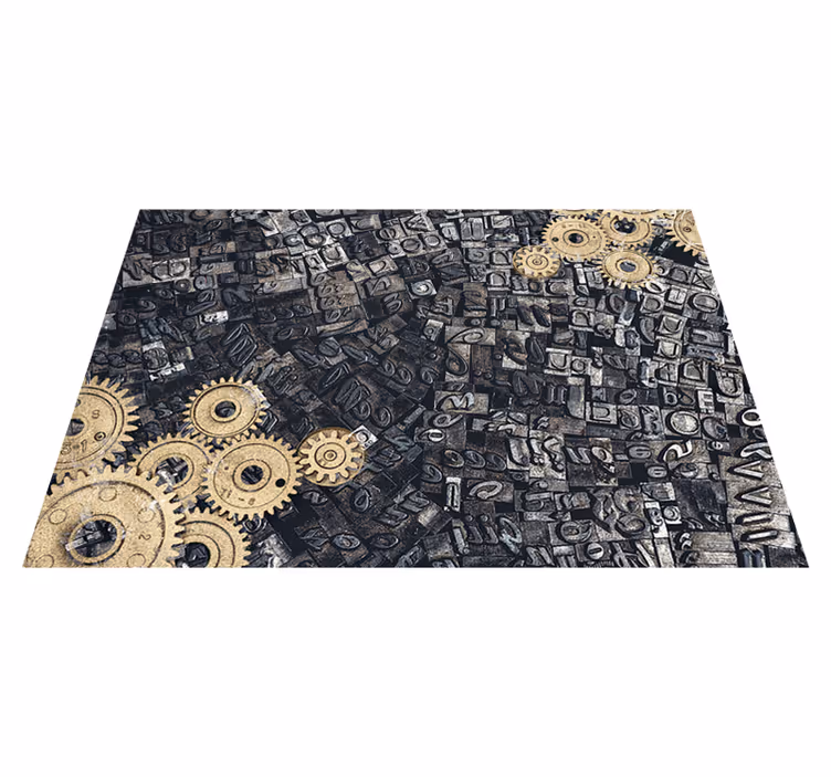Vinyl teppe vintage 3d retro nostalgisk metallgir - Tenstickers
