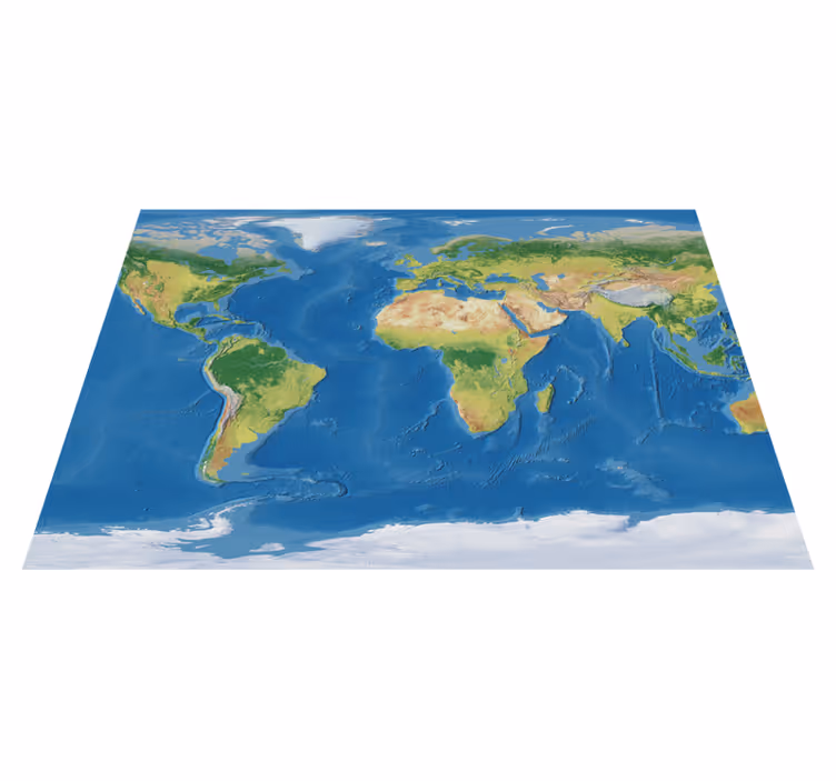Vinyl teppe verdenskart geografisk realistisk - Tenstickers