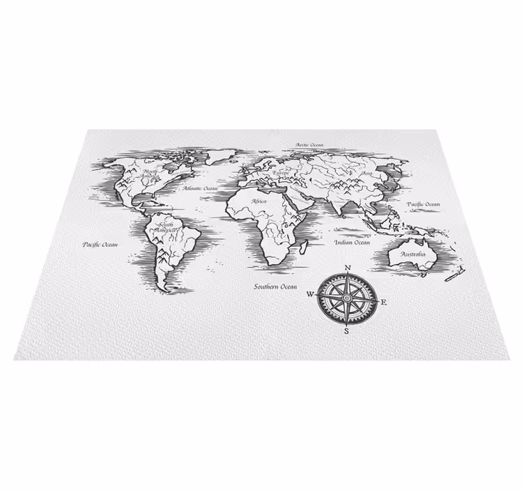 Vinyl teppe verdenskart elegant tegning - Tenstickers
