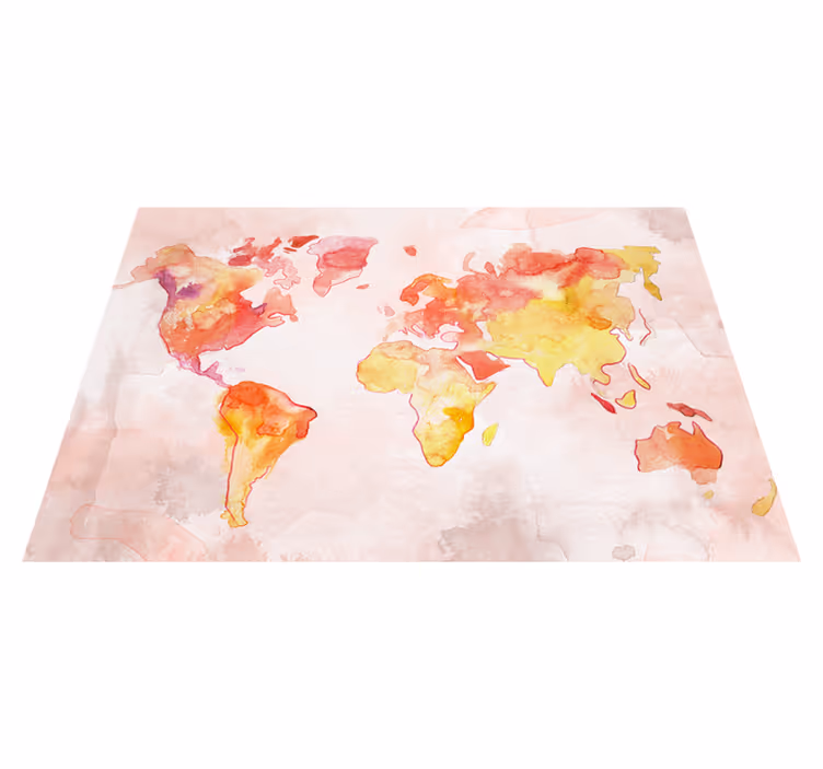 Vinyl teppe verdenskart pastel akvarell - Tenstickers