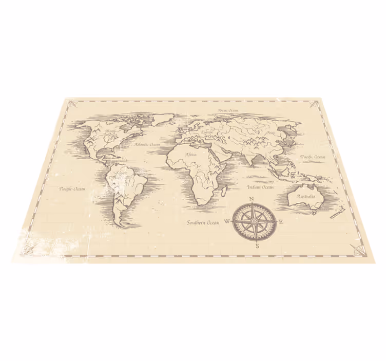 Vinyl teppe verdenskart vintage - Tenstickers