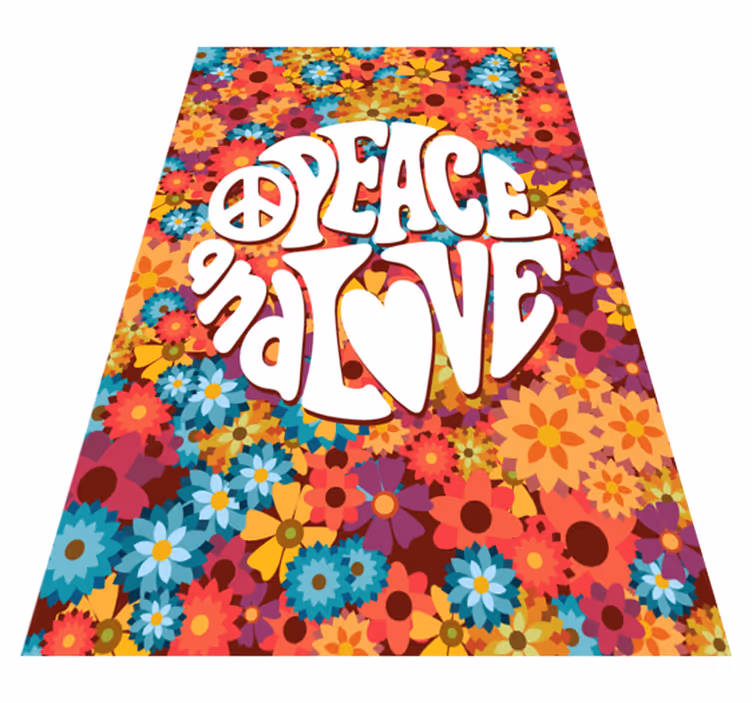 Fred og kjærlighet vinyl teppe blomster og planter - Tenstickers