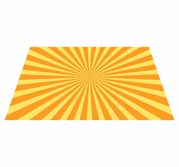 Geometrisk vinyl teppe med abstrakt solnedgang i oransje - Tenstickers