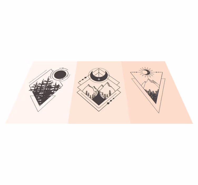 Vinyl teppe geometrisk tre og måne - Tenstickers