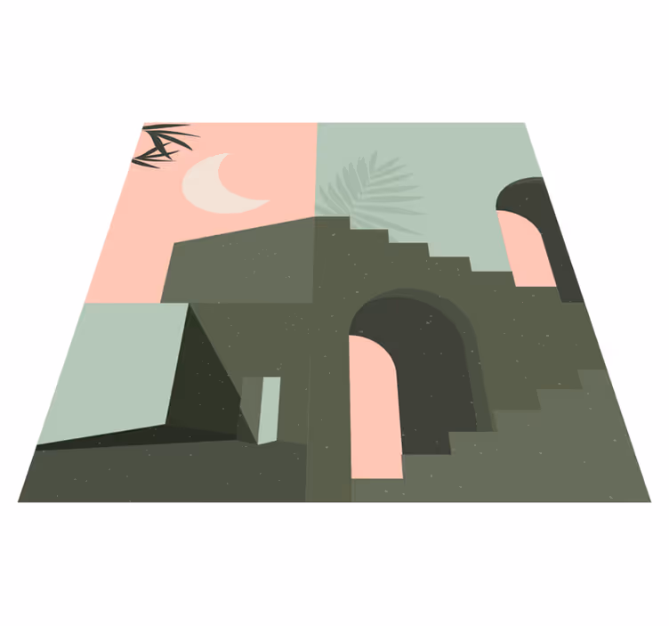 Vinyl teppe geometrisk rosa og turkis veggkunst - Tenstickers