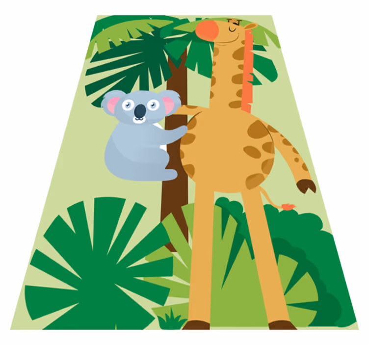 Vinyl teppe spedbarn med koalaer og giraff 4 - Tenstickers