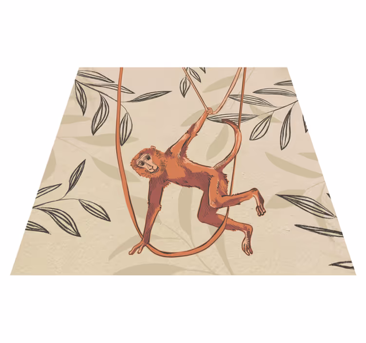 Vinyl teppe spedbarn babyape svinger på plante - Tenstickers