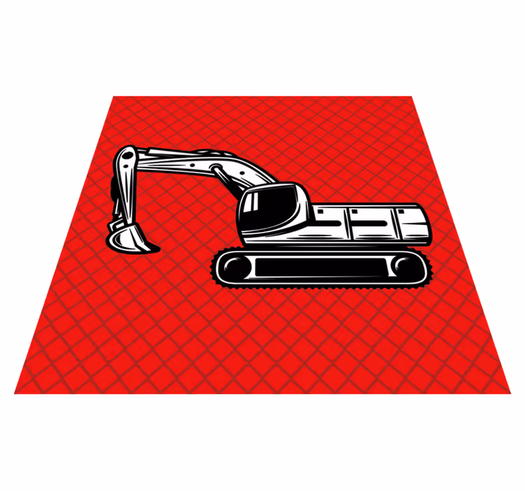 Vinyl teppe spedbarn monokrom stor gravemaskin - Tenstickers
